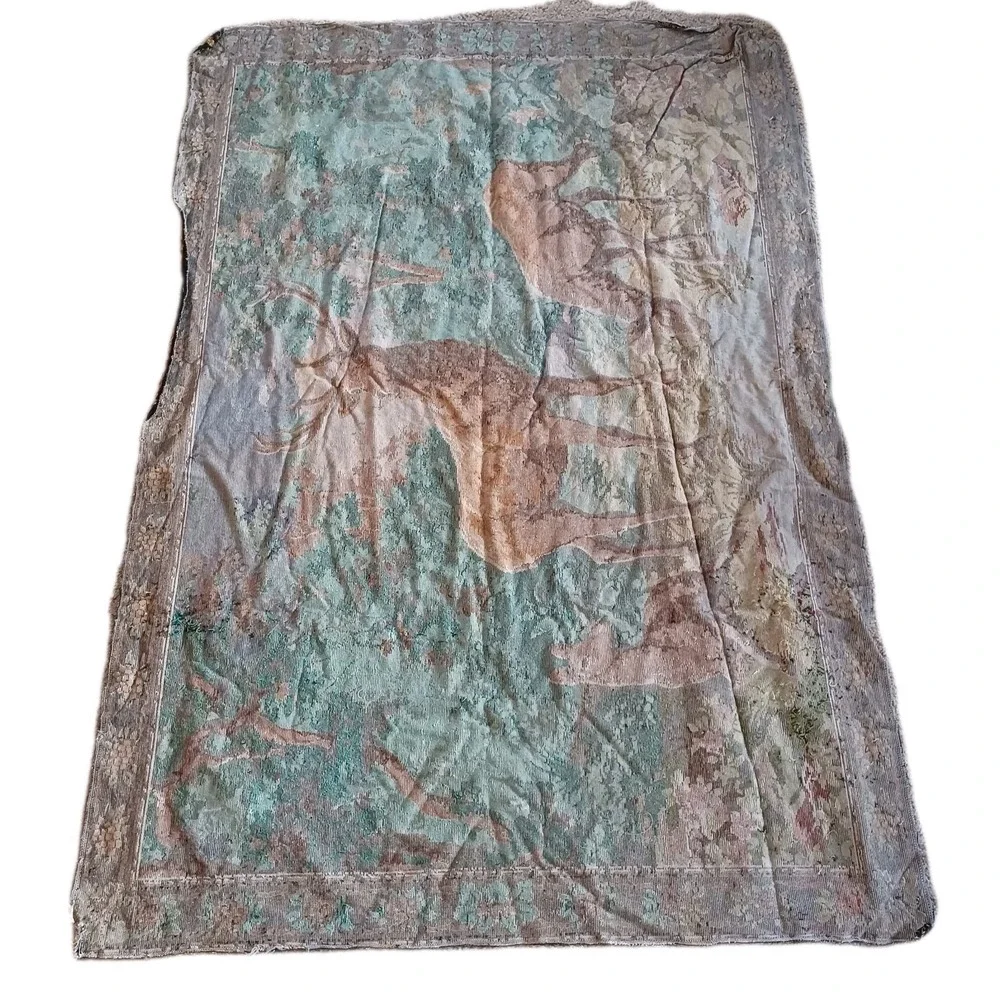 Vintage Deer Buck Forest Outdoorsman Wall Tapestry Rug Decor Italy Mid‎ Century